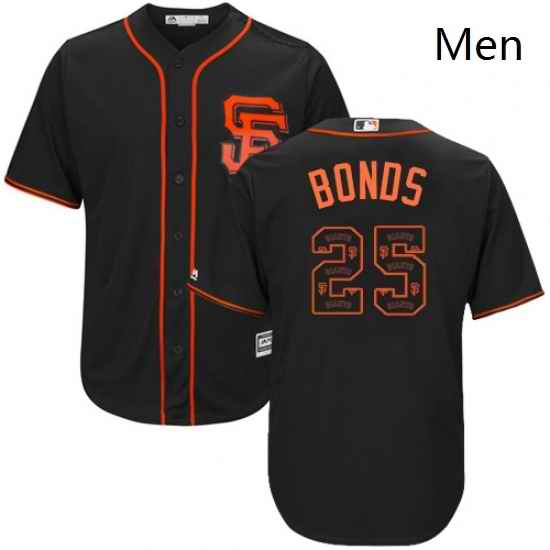 Mens Majestic San Francisco Giants 25 Barry Bonds Authentic Black Team Logo Fashion Cool Base MLB Jersey